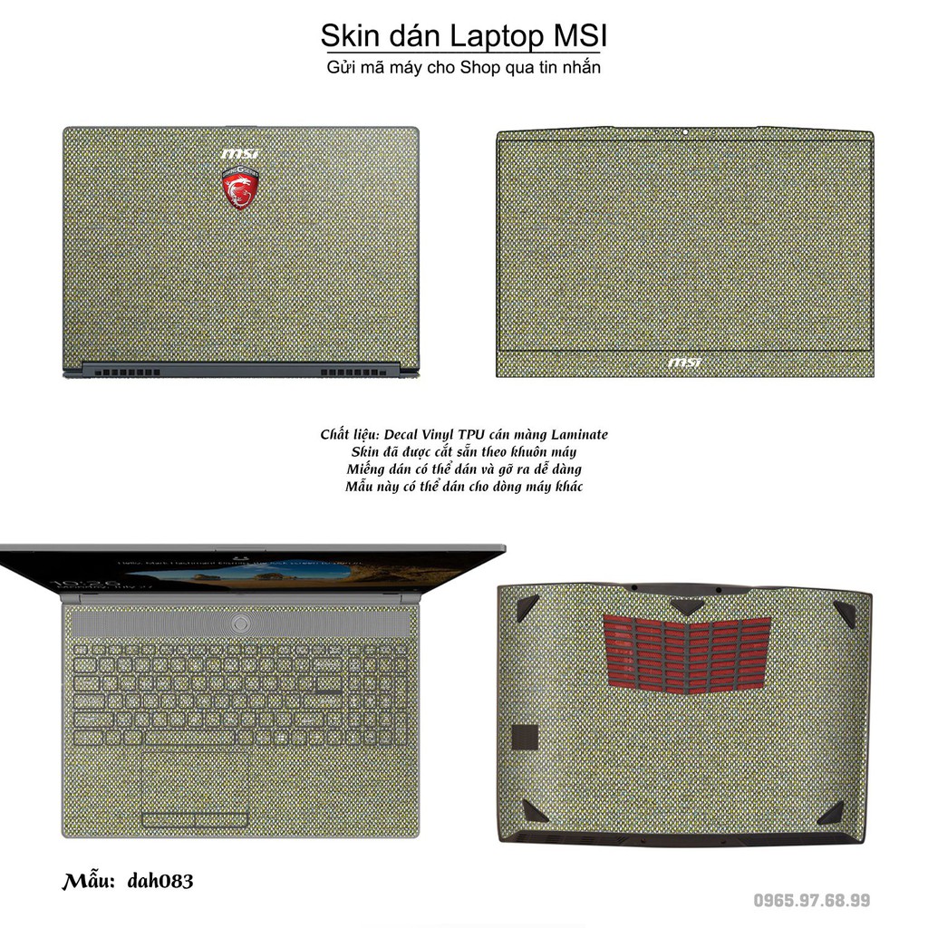 Skin dán Laptop MSI in hình vân vải (inbox mã máy cho Shop)