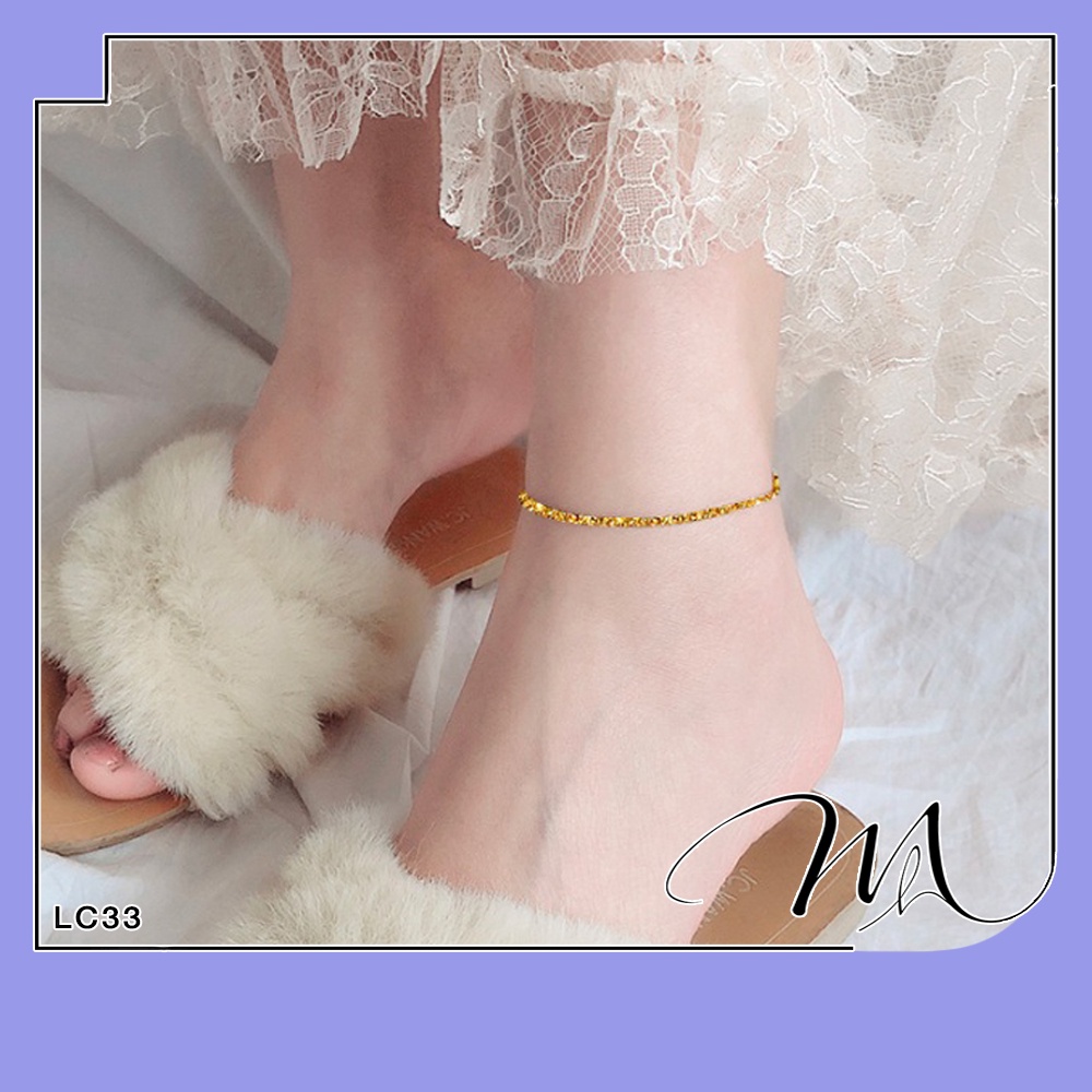 Lắc chân nữ Titan không gỉ dây xoắn xù đơn giản không mặt - Măng's House LC33