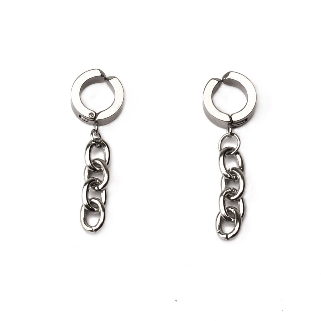 Khuyên kẹp tai dây xích dày bằng thép không gỉ thời trang cho nam và nữ