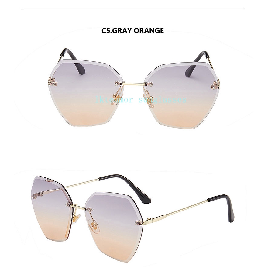 Kính râm mắt mèo không viền đính đá thời trang cho nữ