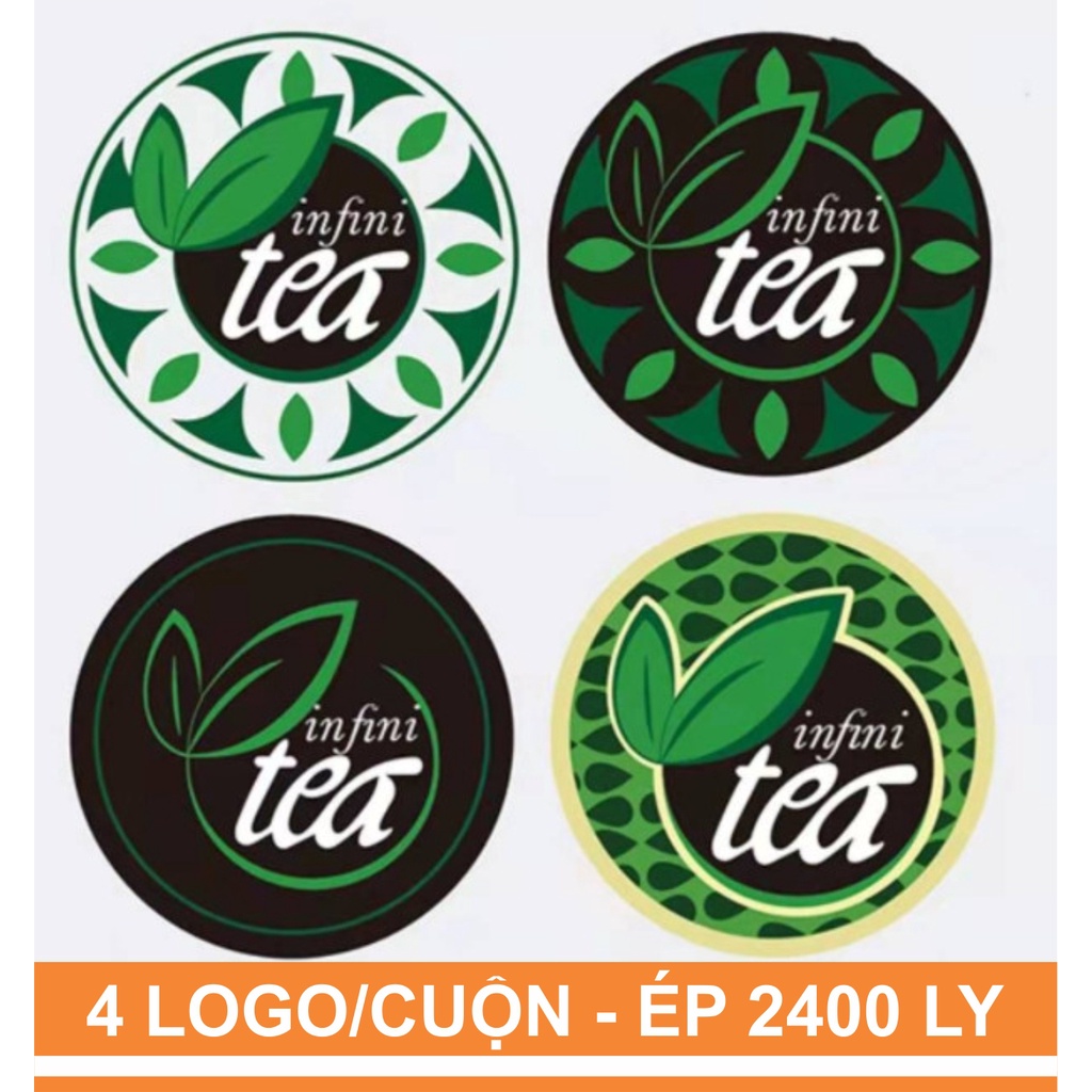 Màng dập cốc nhựa, cuộn màng ép ly trà sữa loại đủ 2400 logo/cuộn mẫu New Tea có 4 logo/cuộn