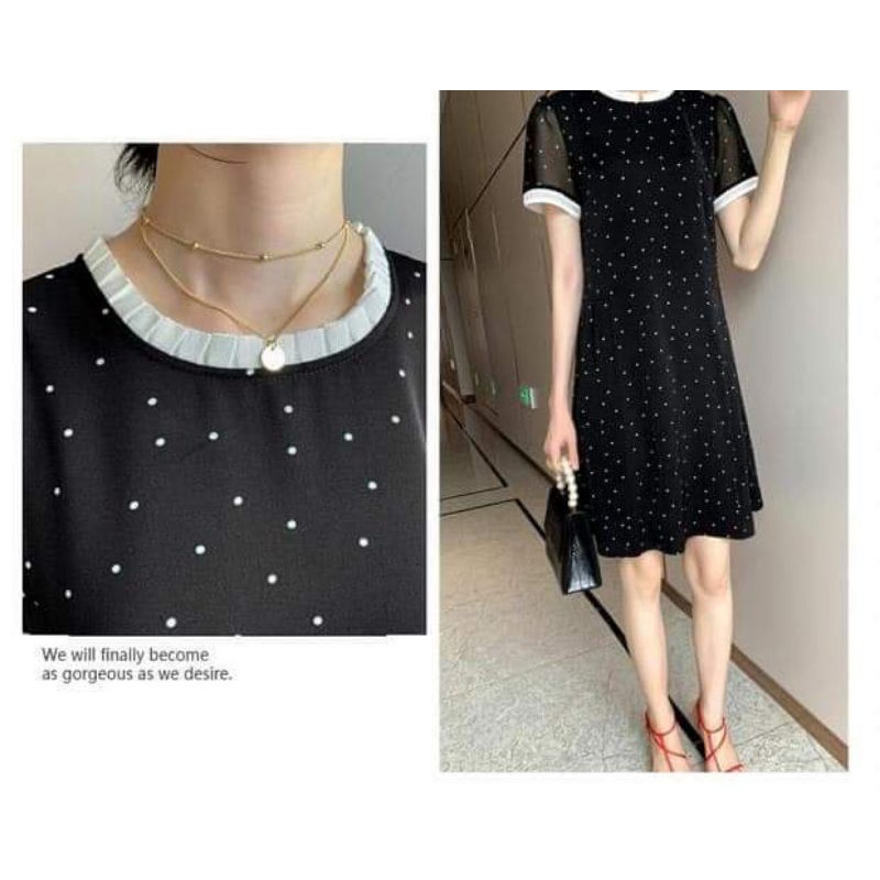 váy chấm bi dáng suông siêu xinh bầu bí bon chen