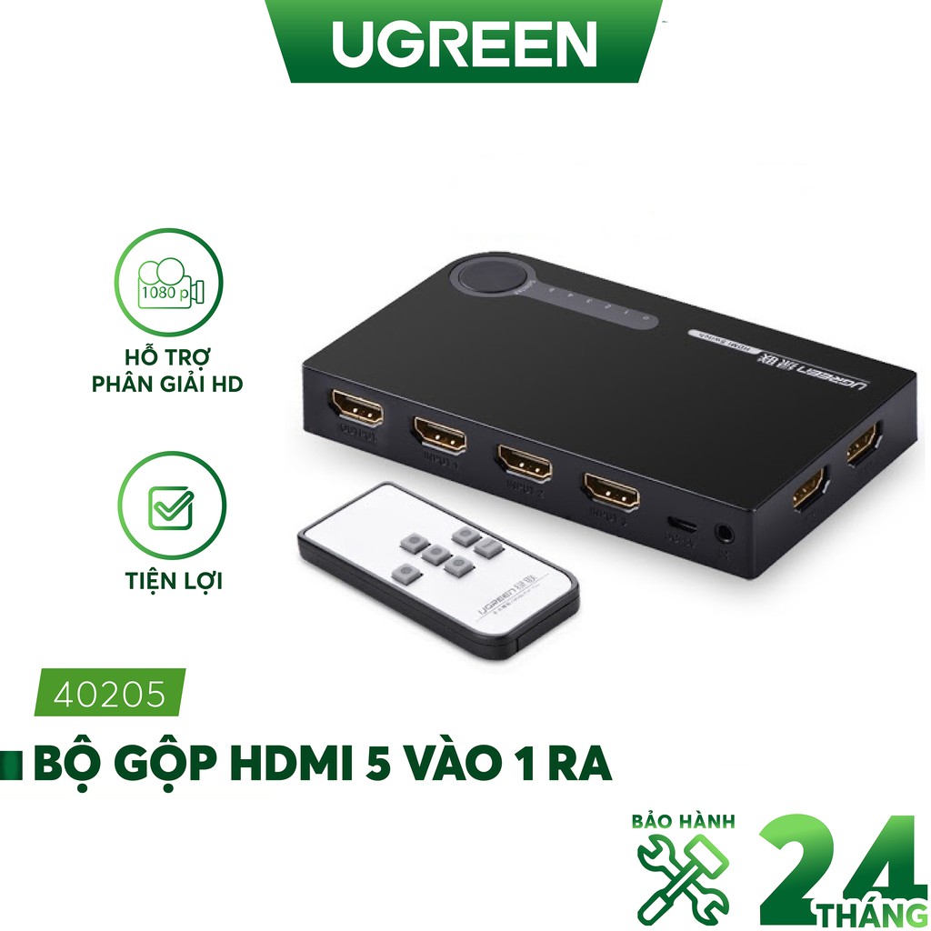 [Mã ELMALL300K giảm 5% đơn 500K] Bộ gộp HDMI 5 vào 1 ra UGREEN 40205