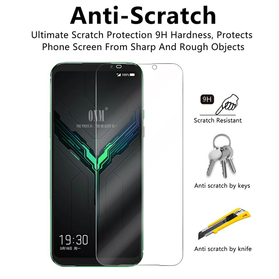 Cường lực Black Shark 2 / 2 Pro / Shark 3 /  Shark 4 / 4s / 4 Pro / Shark 5 / 5 Pro trong suốt loại tốt ( tặng keo mép )