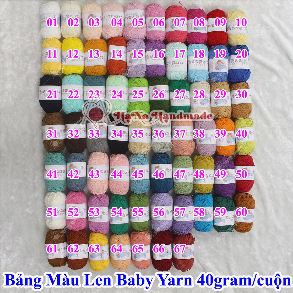 Len baby / Baby Yarn 40g/ cuộn ( Màu 1-50 )