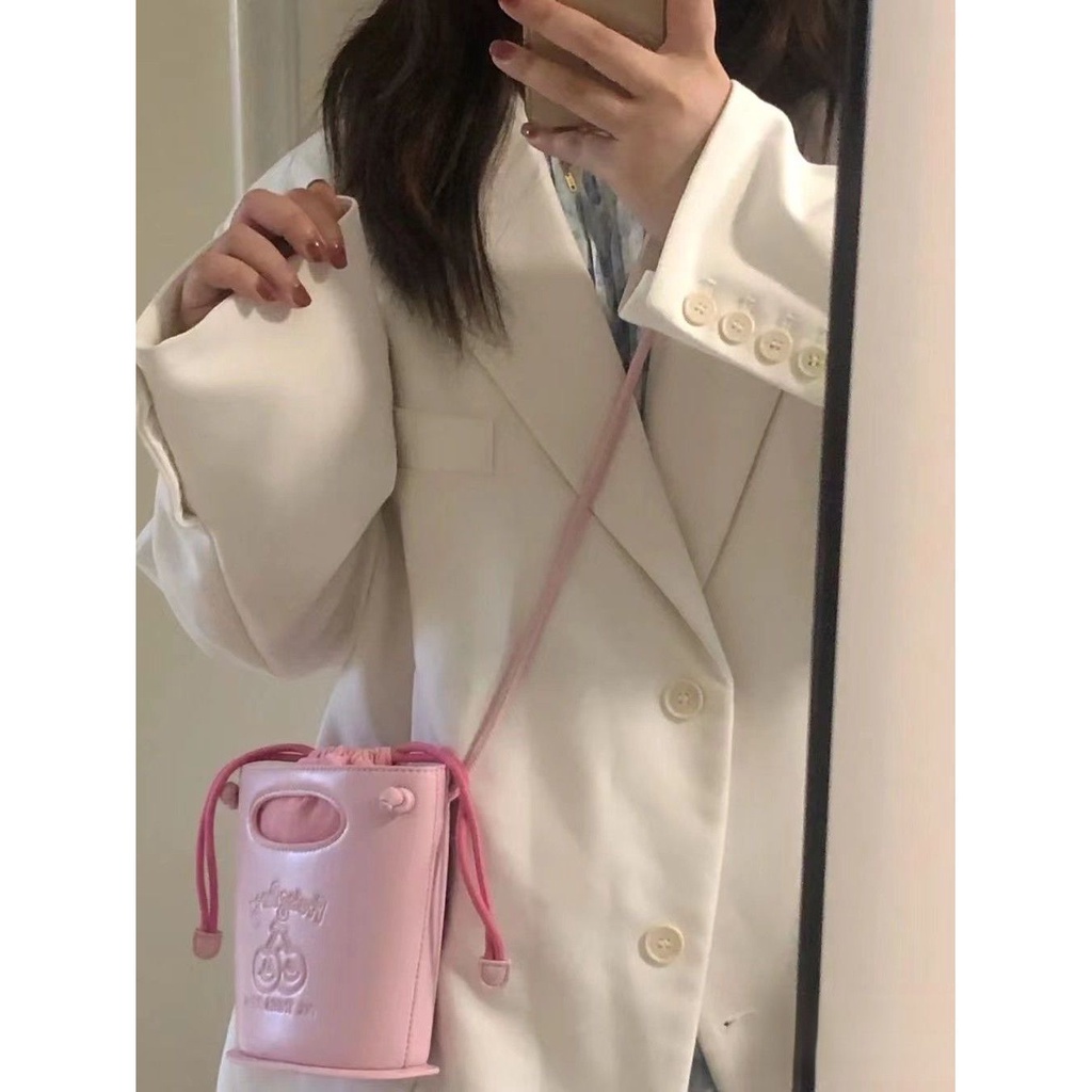 Túi Xách Bucket 2 Kiểu Màu Macaron Dễ Thương Xinh Xắn Dành Cho Nữ