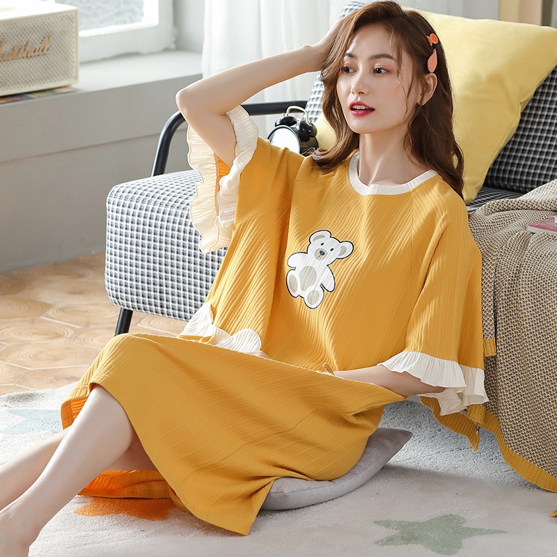 Đồ ngủ ngắn tay in họa tiết gấu Teddy đáng yêu cho nữ | BigBuy360 - bigbuy360.vn