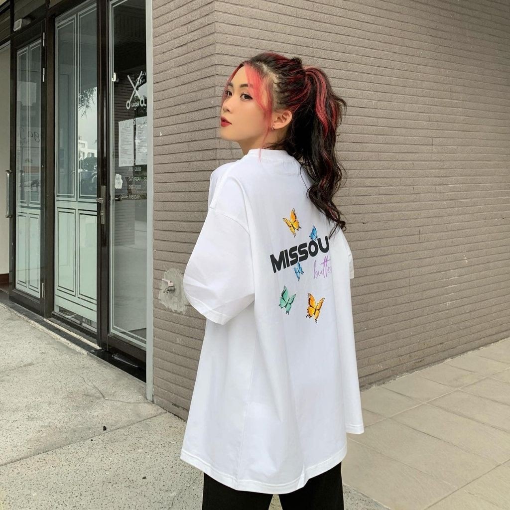 Áo thun missout , áo miss out butterfly tay lỡ , áo local brand missout form rộng full tag nam nữ SATO SHOP