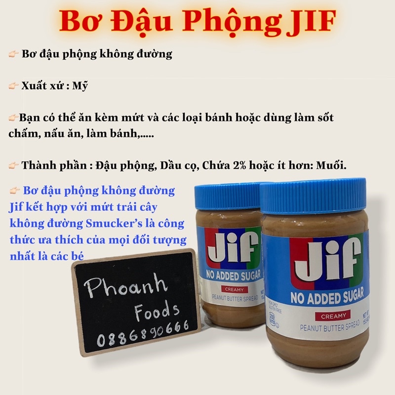 Bơ đậu phộng không đường Jif