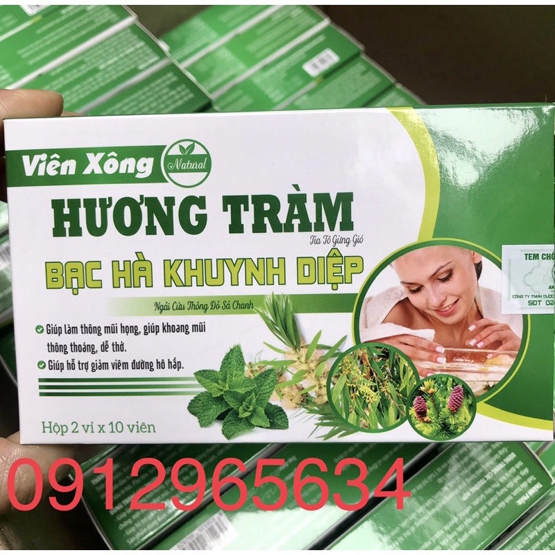 Viên xông mũi họng Hương tràm tía tô sả chanh bạc hà khuynh điệp hỗ trợ hô hấp khoẻ mạnh ngừa dịch bệnh hiệu quả