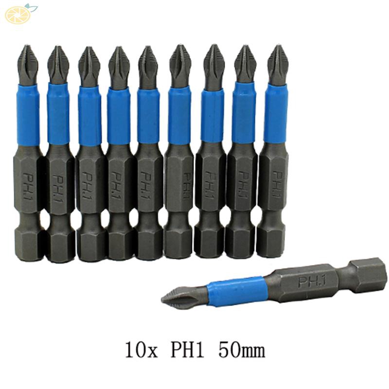 Bộ 10 đầu tuốc nơ vít nam châm 50mm PH1/PH2/PH3/PZ1/PZ2/PZ3