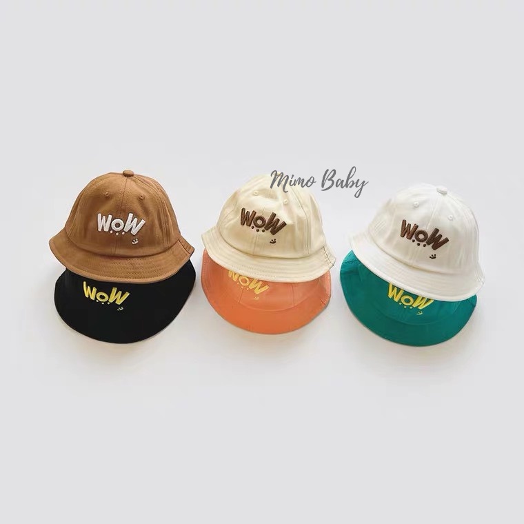 Mũ nón tai bèo, mũ bucket họa tiết chữ WOW dễ thương cho bé MH134 Mimo Baby