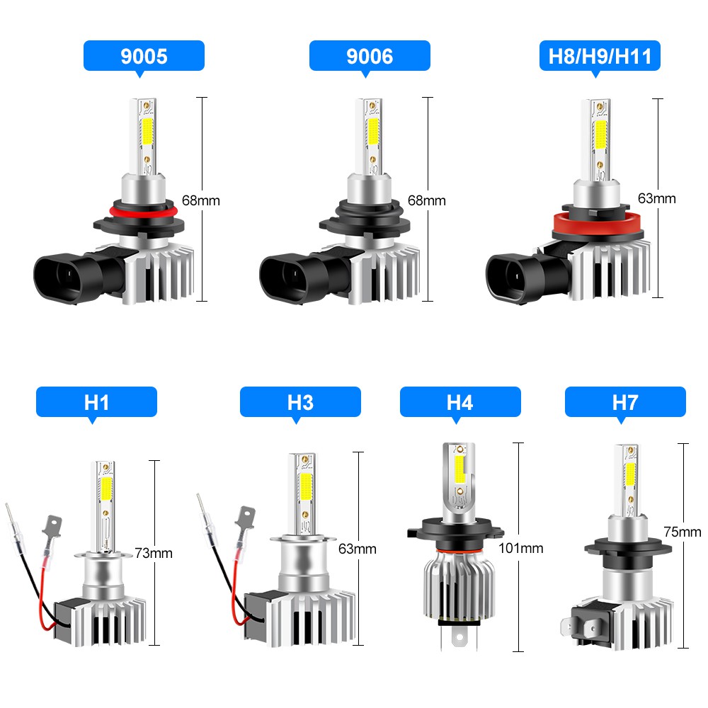 Set 1 đèn pha LED COB H1 H3 H4 H7 H8 H9 H11 HB4 9006 HIR2 9012 12-24V 6000K 9005 hb3 siêu sáng