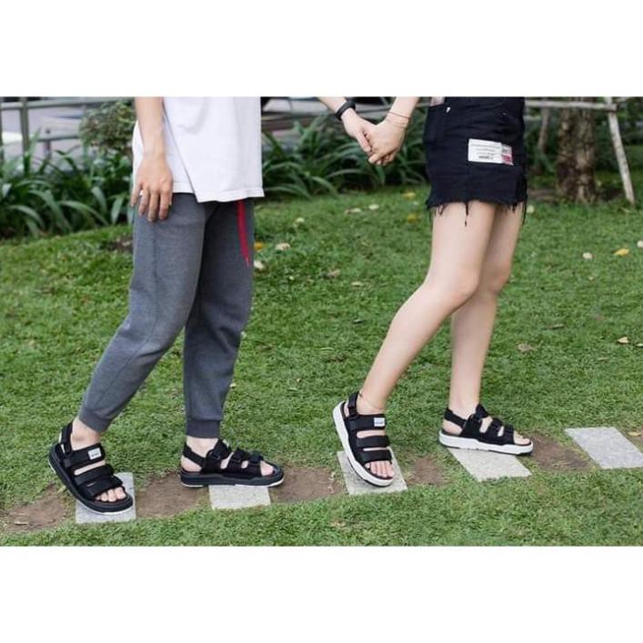 [VENTO Vietnam] Sandal Vento Nam Nữ Unisex H1001 F7 Black White Đế Bánh Mì [Đế IP cao 3cm] -h91