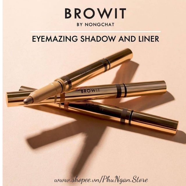 Bút kẻ mắt kèm sáp mắt Browit by Nongchat Eyemazing Shadow &amp; Liner Thái Lan (1 đầu eyeliner, 1 đầu sáp màu mắt)