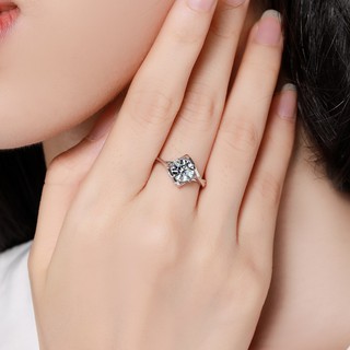 Nhẫn mạ bạc dạng hở đính đá giả lấp lánh thời trang sang trọng cho nữ