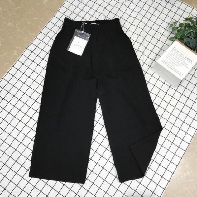 Quần culottes suông ống rộng dáng lửng [Free Ship] hàng chuẩn form chất đũi lưng chun khóa trước cực mát co dãn mềm mại