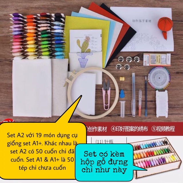 Bộ dụng cụ thêu nguyên set 18 - 20 món