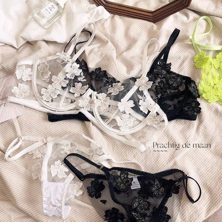 Bộ đồ lót voan mỏng thêu hoa không mút có gọng nâng siêu sexy THE CELYNBRA - B25