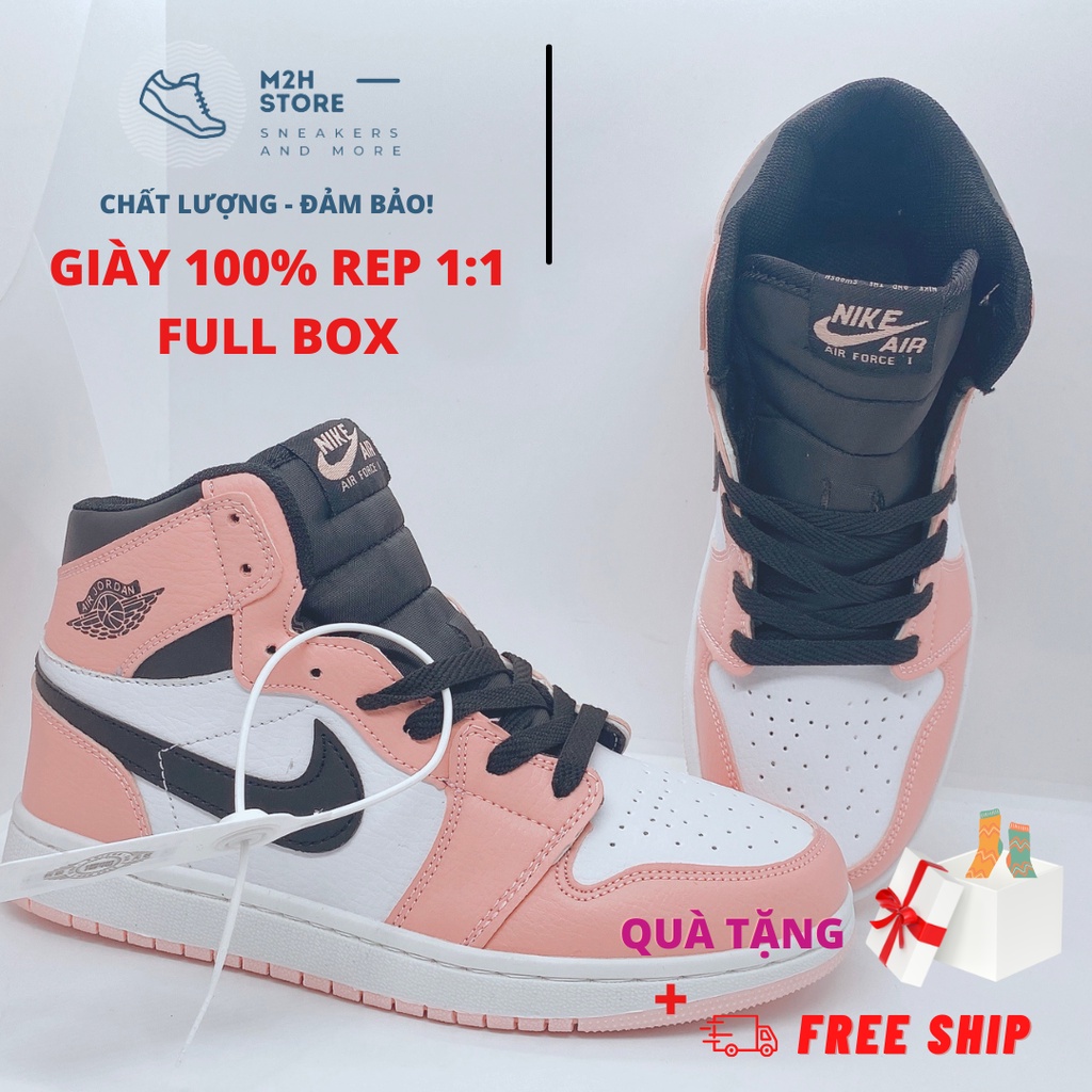 Giày Thể Thao Nam Nữ Sneaker Air Jordan 1 Cổ Cao Hồng Phấn Full Size