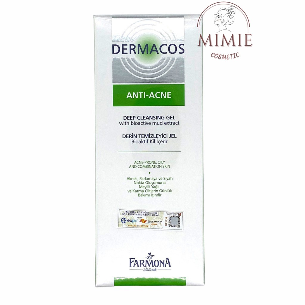 [CHÍNH HÃNG] SỮA RỬA MẶT DERMACOS SẠCH SÂU NGỪA MỤN CHO DA DẦU - DERMACOS ANTI-ACNE FARMONA GEL 150ML