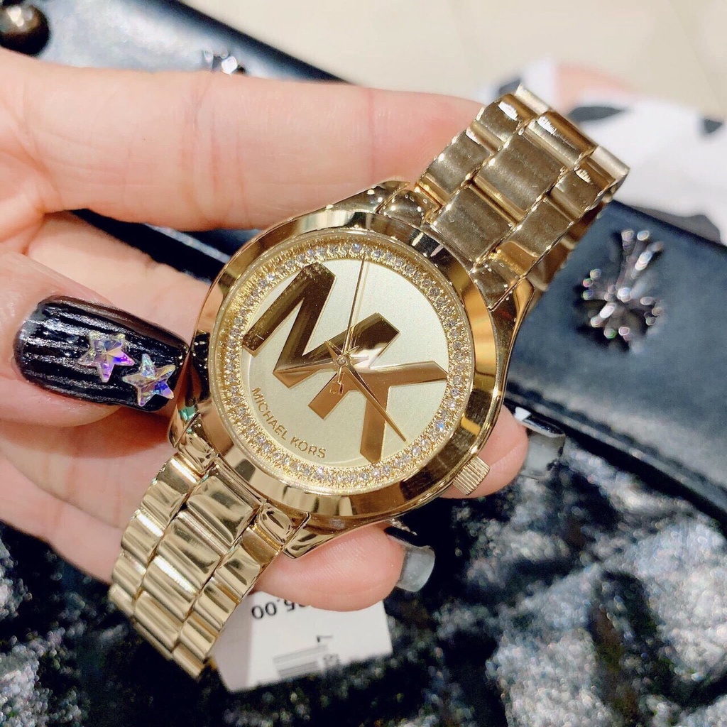 Đồng Hồ Nữ Michael Kors MK3477 dây vàng, mặt họa tiết độc đáo, hàng fullbox, bảo hành 12 tháng