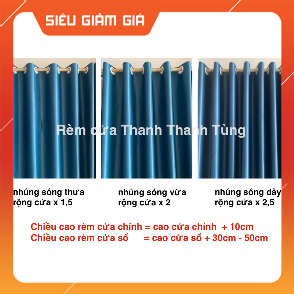 Rèm cửa, màn cửa màu XANH chống nắng cao cấp, cản sáng, may theo yêu cầu