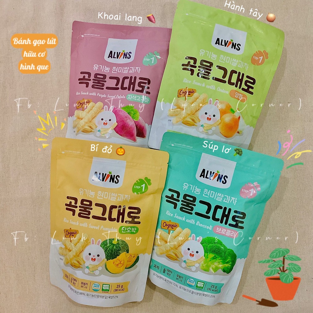 Bánh Gạo Lứt Hữu Cơ Alvins Cho Bé Ăn Dặm Từ 6 - 12 Tháng Tuổi