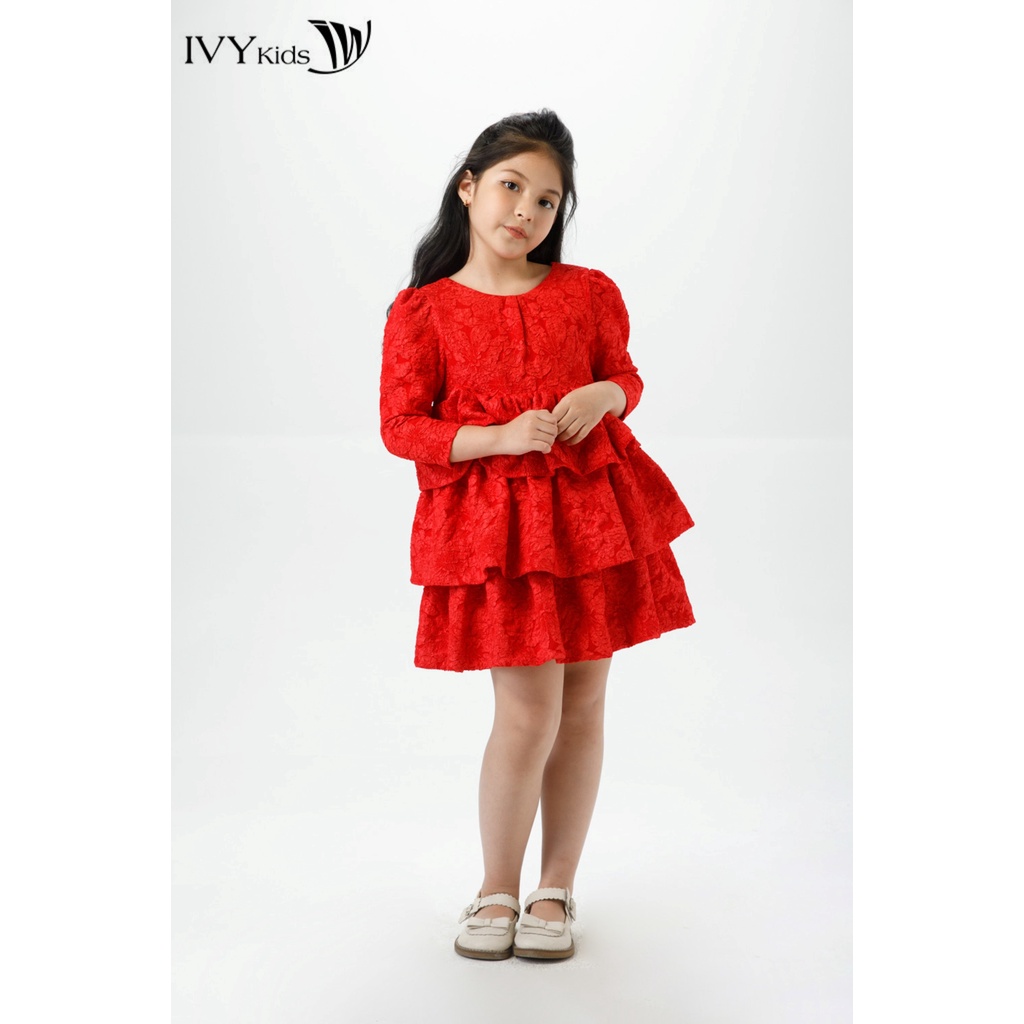 Đầm xòe gấm hoa nổi bé gái IVY moda MS 48G1479