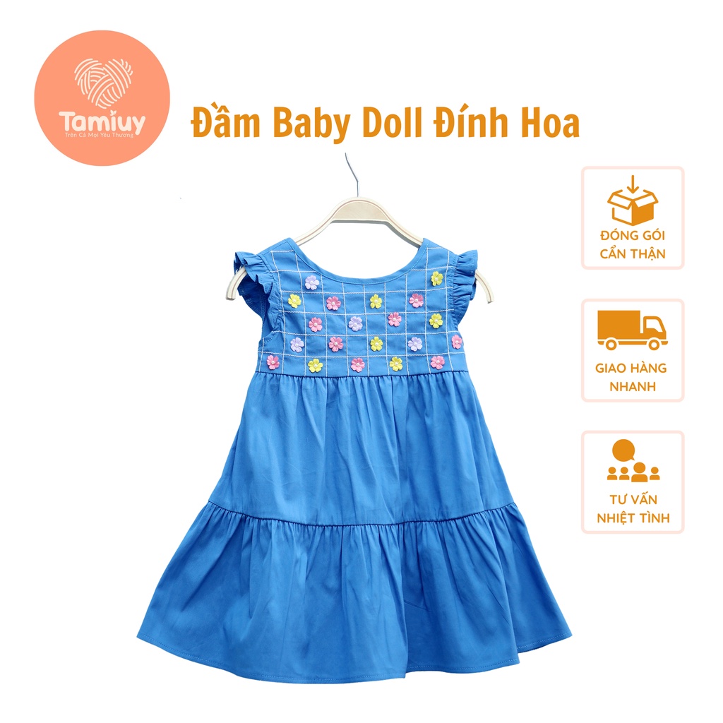Đầm Baby Doll Tamiuy Thiết Kế Đính Hoa Nữ Tính Đáng Yêu Nhiều Màu Tùy Chọn Cho Bé Gái