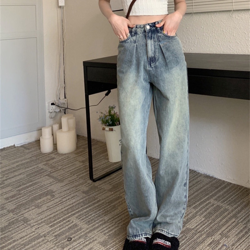 Quần Jean Nữ Lưng Cao Ống Rộng