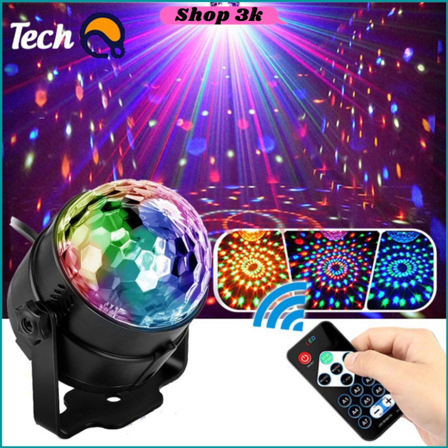 Đèn nháy theo nhạc led cầu mini, đèn bar chớp nhiều màu đẳng cấp có điều khiển từ xa - BH 12 tháng - SDGD
