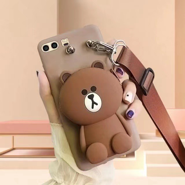 Huawei Honor 9Xlite 10Xlite 9A 8A 9S P smart plus GR3 GR5 Cartoon Bear zero wallet silicone mobile phone protective cover cute backpack tether mobile phone shell fashion lovers backpack mobile phone soft shell