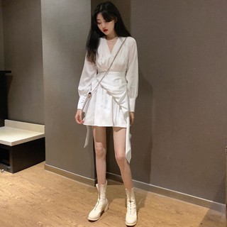 (Hàng Oder) Váy trắng cách điệu