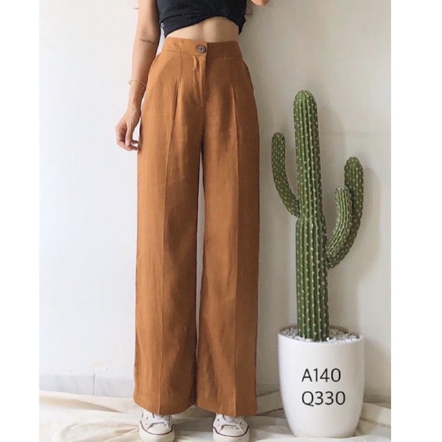 Quần Ống Rộng Quần Culottes Chất Đũi Xước