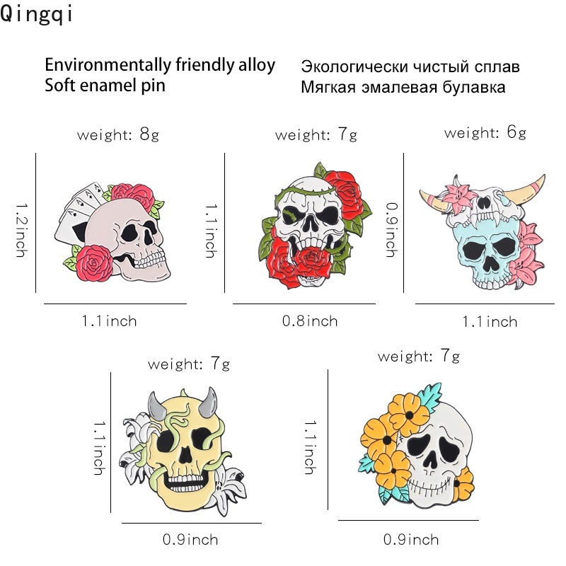 Ghim cài áo Miss Zoe hình đầu lâu hoa hồng độc đáo