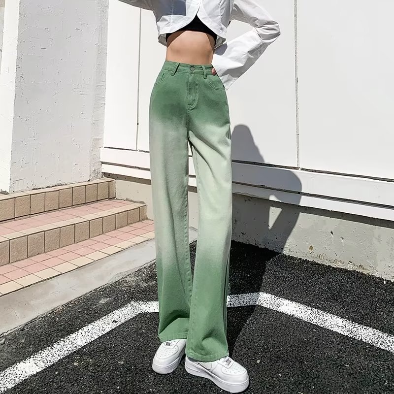 Quần Jean Nam Màu Gradient Xanh Lá Cây Thời Trang