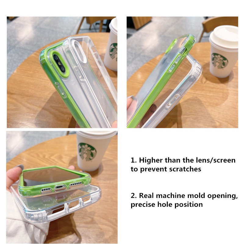Ốp Điện Thoại Silicon Mềm Màu Trong Suốt Chống Sốc 3 Trong 1 Cho iPhone x xs max xr 7 8 plus 6s 6 se 2020