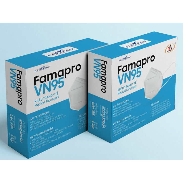 Khẩu trang y tế 4 lớp Famapro VN95 màu trắng (10 cái / Hộp)