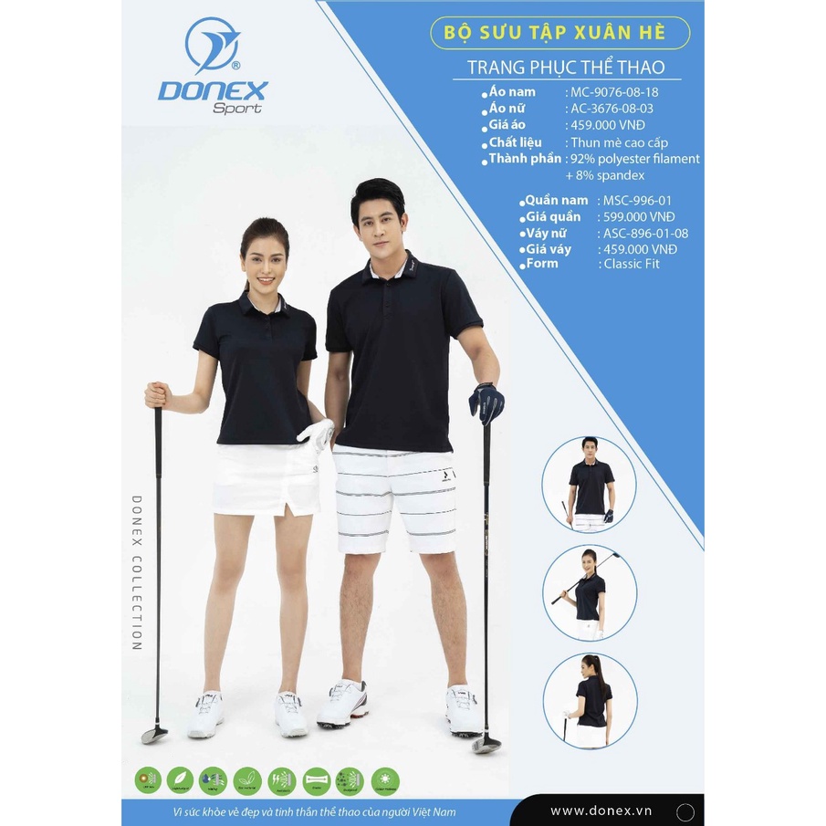 [Thương hiệu DONEXPRO]_ĐỒ ĐÔI THỂ THAO NAM NỮ, SET BỘ ĐỒ CHƠI GOLF NAM, SET BỘ ĐỒ CHƠI GOLF NỮ