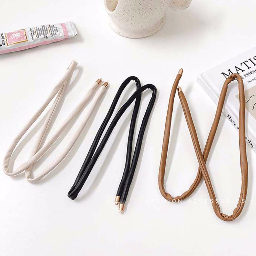 FORBETTER Dây Buộc Tóc Da PU Phong Cách Hàn Quốc Cổ Điển Cho Nữ