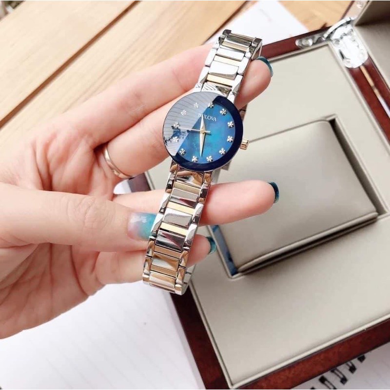 Đồng hồ nữ Bulova Modern Diamond Blue Mother of Pearl Dial Ladies Watch .