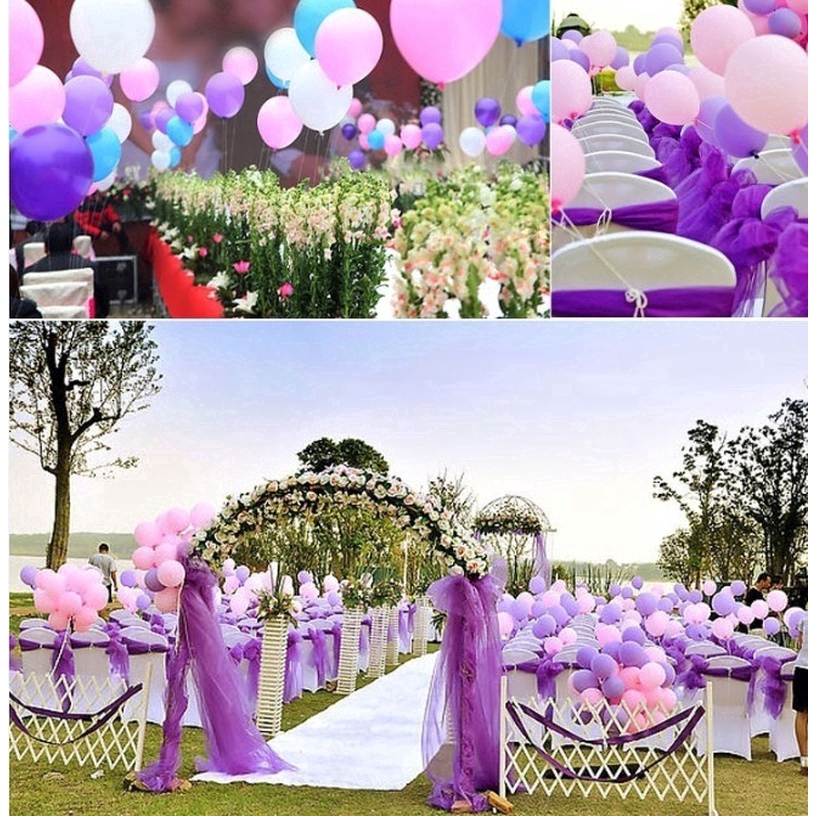 Bộ 50 bong bóng latex 10 inch bơm hơi màu ngọc trai trang trí