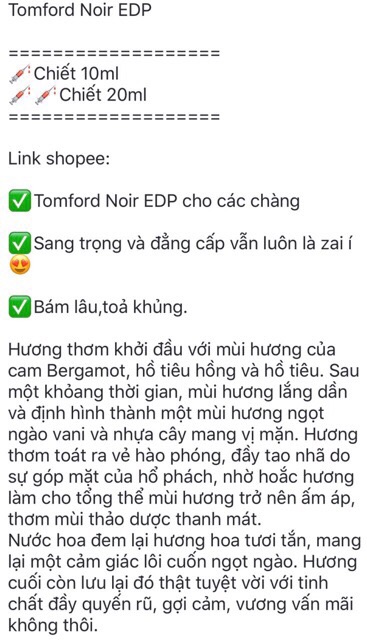 [Mẫu thử] Nước hoa Nam Tom ford Noir | BigBuy360 - bigbuy360.vn