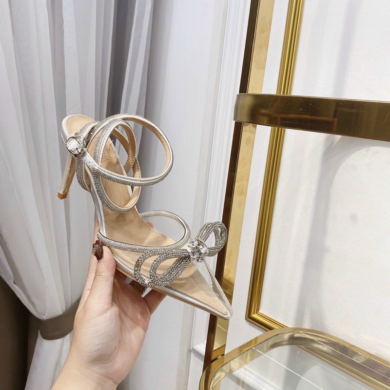 Giày / sandal bít mũi mika đính nơ đá sang trọng mã TH53