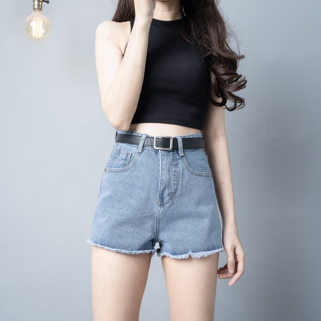 Quần Short Jeans Trơn Basic Nữ Chuẩn Ôm Body | BigBuy360 - bigbuy360.vn