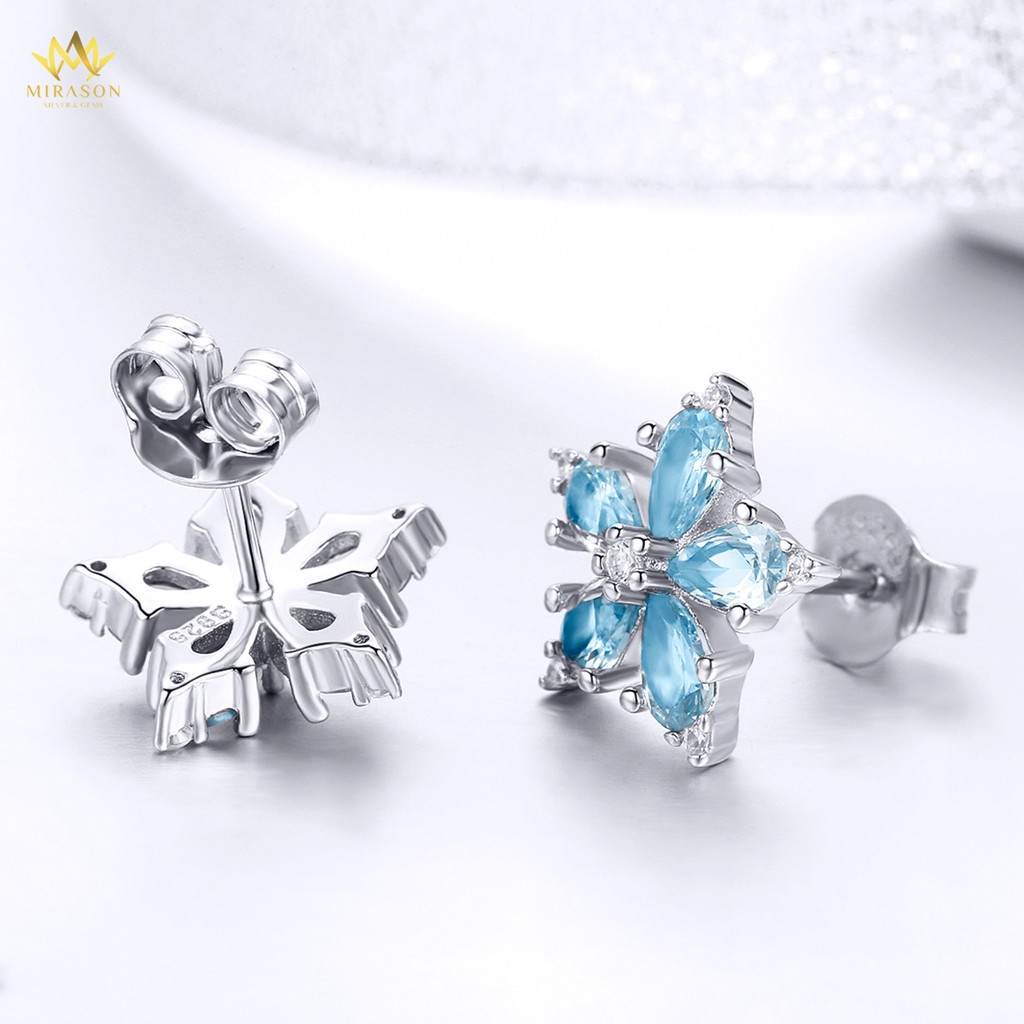 Khuyên Tai Bạc Nữ MIRASON Ngôi Sao Xanh Lấp Lánh Sang Trọng -  Bông Tai Nữ Bạc 925 Cao Cấp