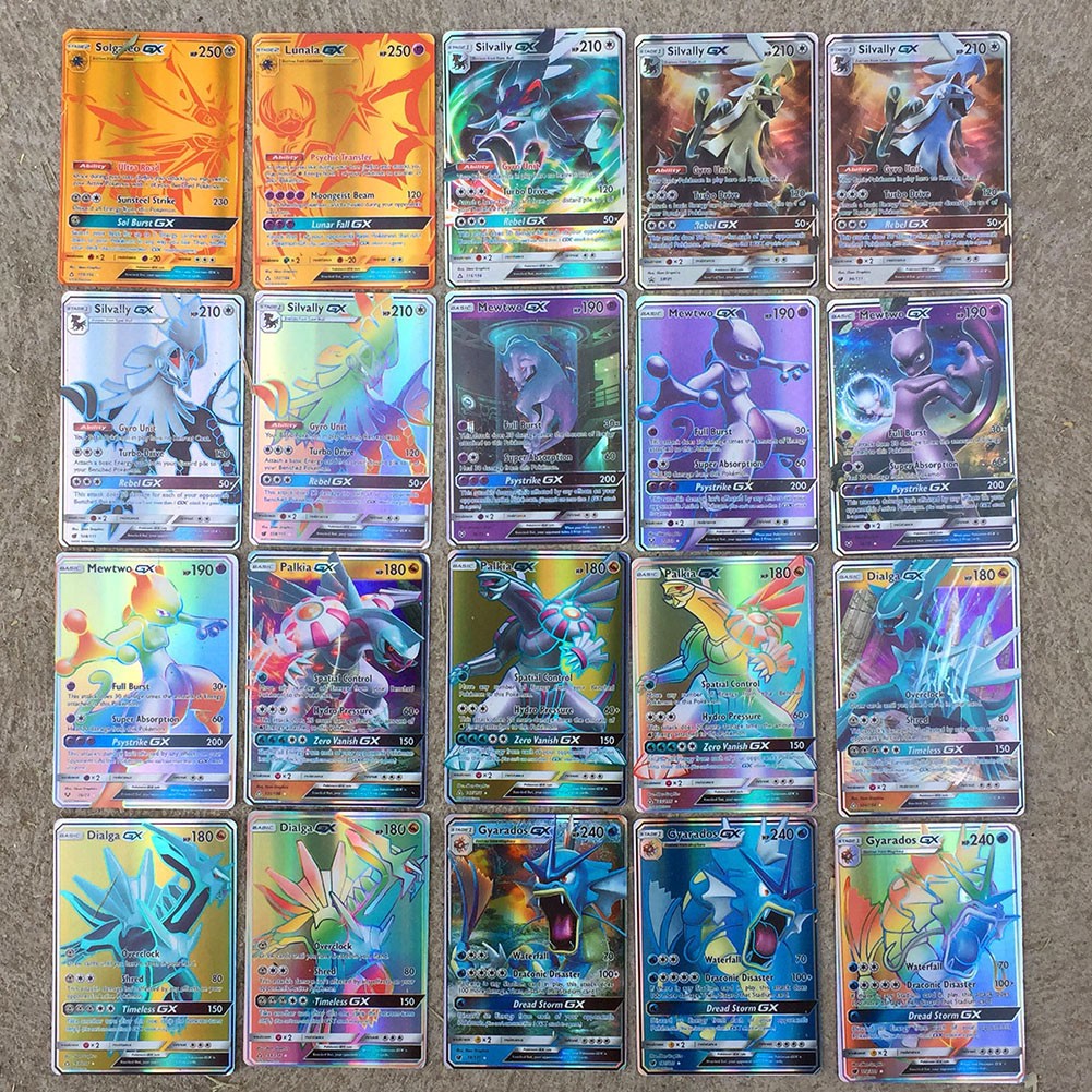 Bộ 100 tấm thẻ trò chơi Pokemon TCG Mega EX GX cho trẻ em