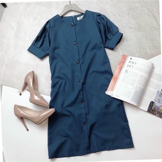 Đầm váy freesize xanh cổ tròn basic