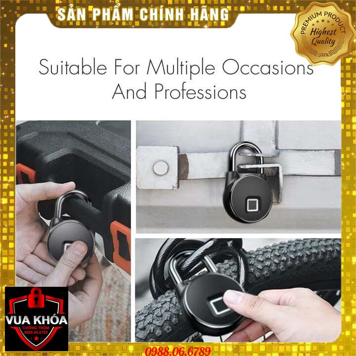 Ổ KHÓA VÂN TAY FINGERPRINTS LOCK P22+⚡FREE SHIP⚡MỞ BẰNG VÂN TAY-KẾT NỐI BLUETOOTH ĐIỆN THOẠI-CẢM ỨNG NHẠY-LƯU ĐƯỢC 10VT